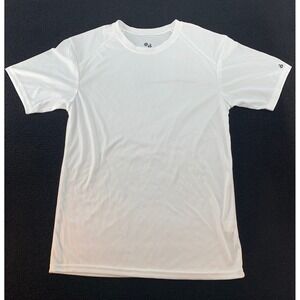 Badger Sport White Athletic T Shirt Short Sleeve Crew Neck Perform Top Size S
